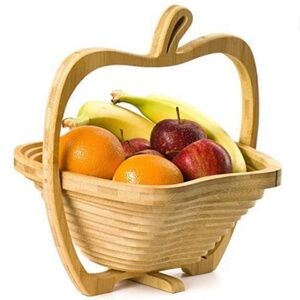 NWOT Bonnie & Pop🍎Collapsable Wooden Fruit Basket, Tray, Trivet & Cutting Board